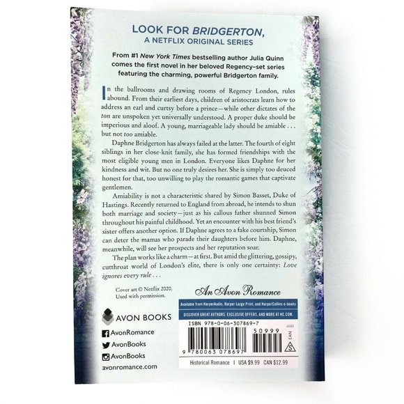 BRIDGERTON THE DUKE & I Book 1 Julia Quinn Paperback Netflix TV Tie-In - Picture 3 of 4